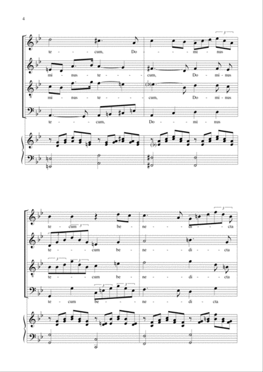 AVE MARIA by F. Schubert - Arr. for SATB Choir and Piano - Latin Lyrics 4-Part scores gallery preview page 4