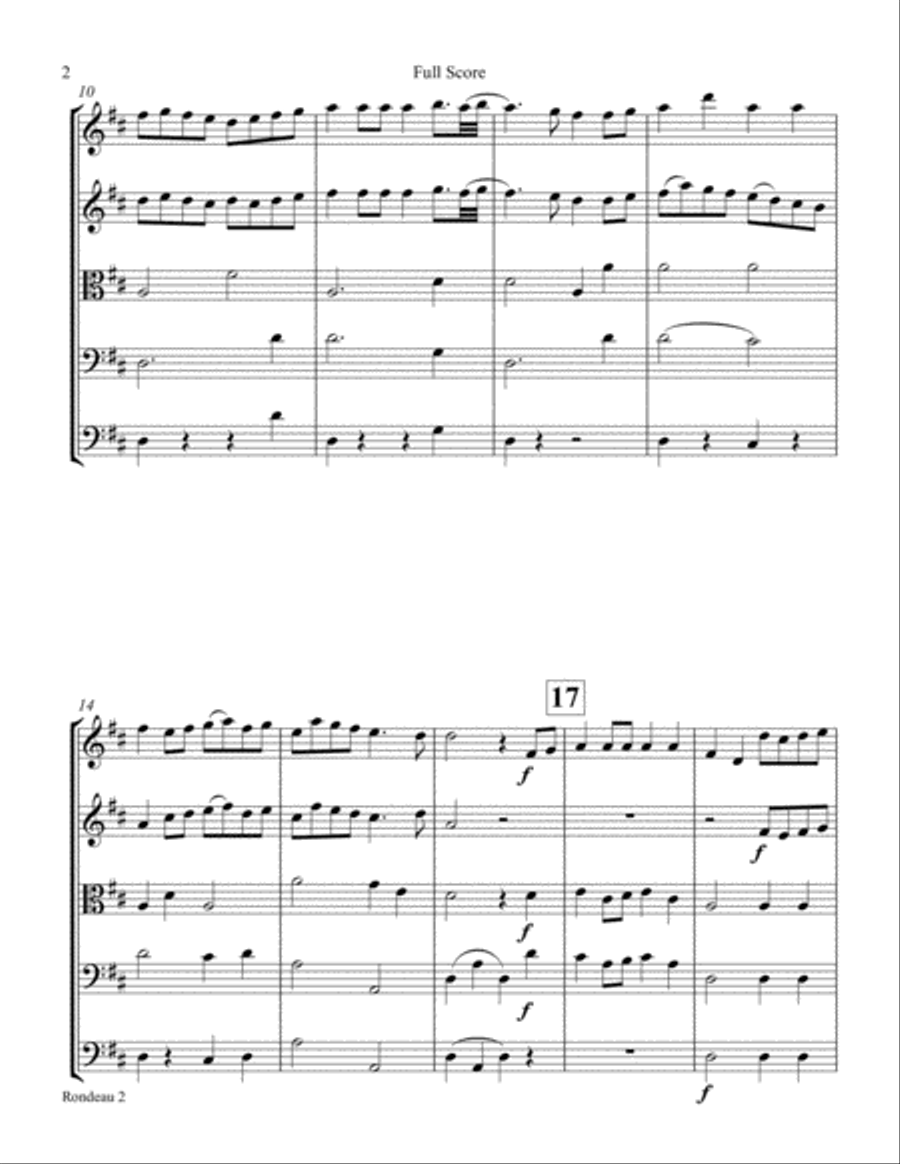 Rondeau- string quartet with optional bass String Quartet scores gallery preview page 2