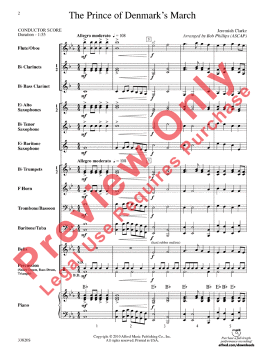 The Prince of Denmark's March Concert Band scores gallery preview page 3