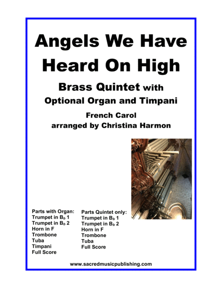 Angels We Have Heard on High - Brass Quintet with Optional Organ and Timpani image number null
