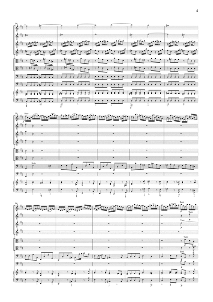 Vivaldi Concerto for 4 Violins Op.3, No.10, for string orchestra, SV005 String Quartet scores gallery preview page 4