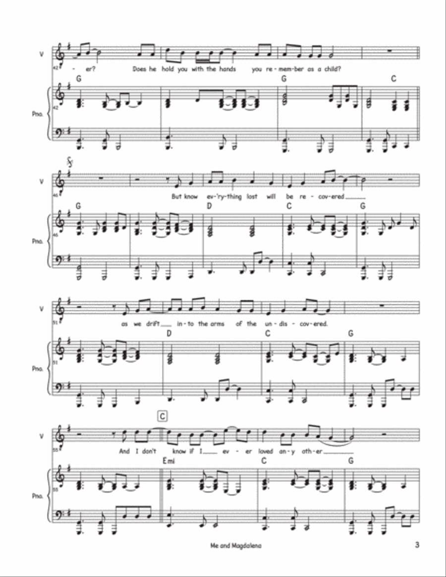 Me And Magdalena Piano, Vocal, Guitar scores gallery preview page 3
