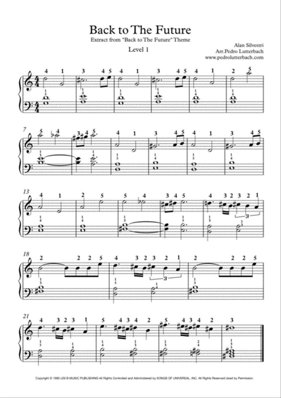 Back To The Future Easy Piano scores gallery preview page 1