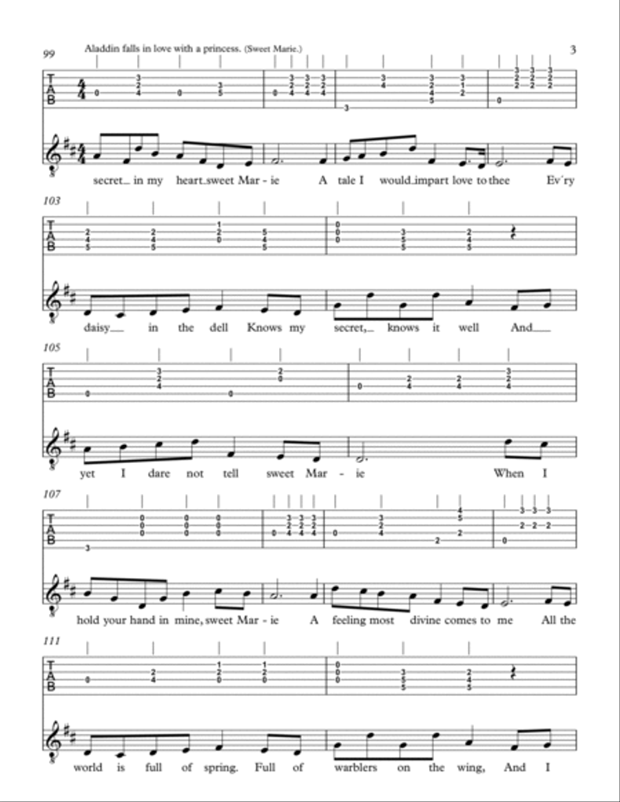 Aladdin or The Wonderful Lamp Acoustic Guitar scores gallery preview page 3