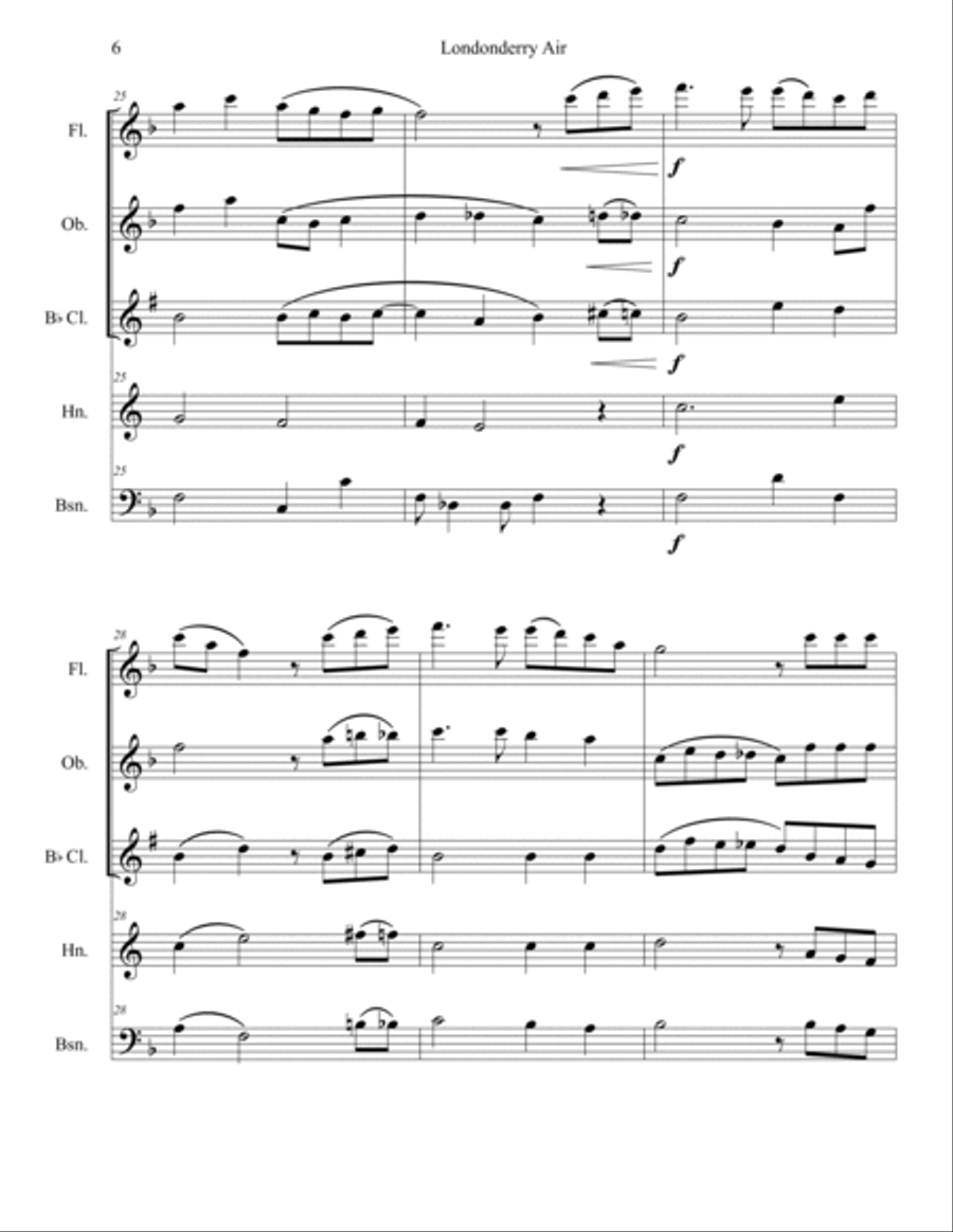 Londonderry Air (Danny Boy) Woodwind Quintet scores gallery preview page 6