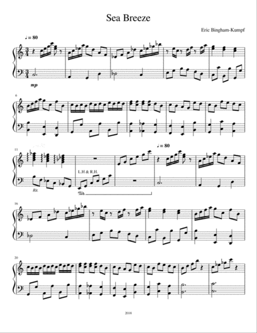 Sea Breeze Piano Solo scores gallery preview page 1