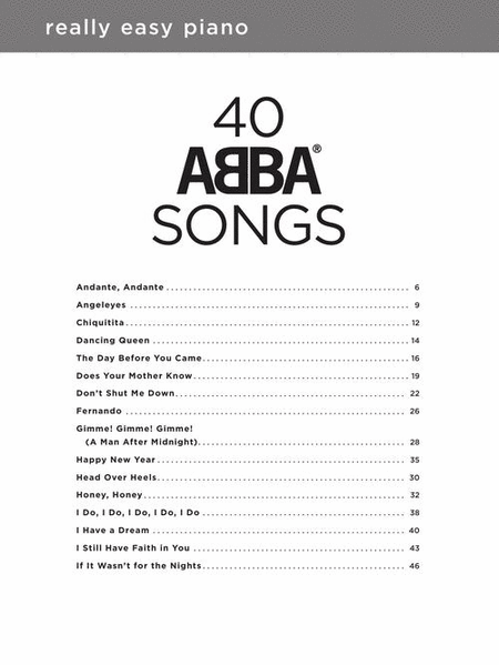 Really Easy Piano: 40 ABBA Songs