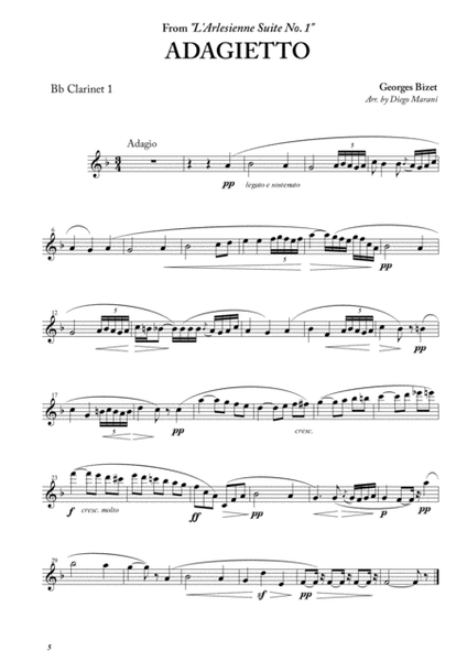 Adagietto from "L'Arlesienne Suite No. 1" for Clarinet Quartet image number null