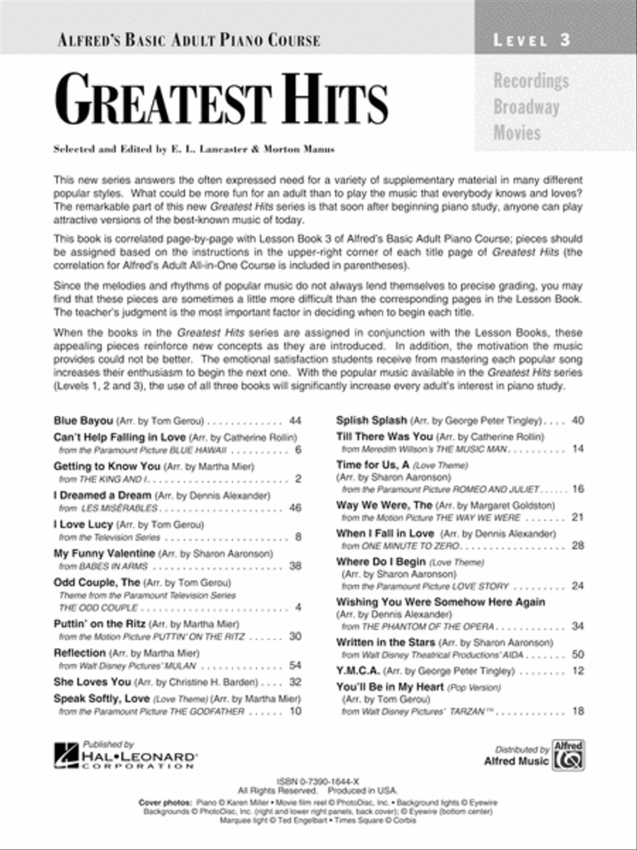 Alfred's Basic Adult Piano Course Greatest Hits, Book 3 Voice scores gallery preview page 5