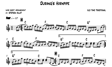 Durango's Hornpipe - Lead sheet (melody & chords) in key of C
