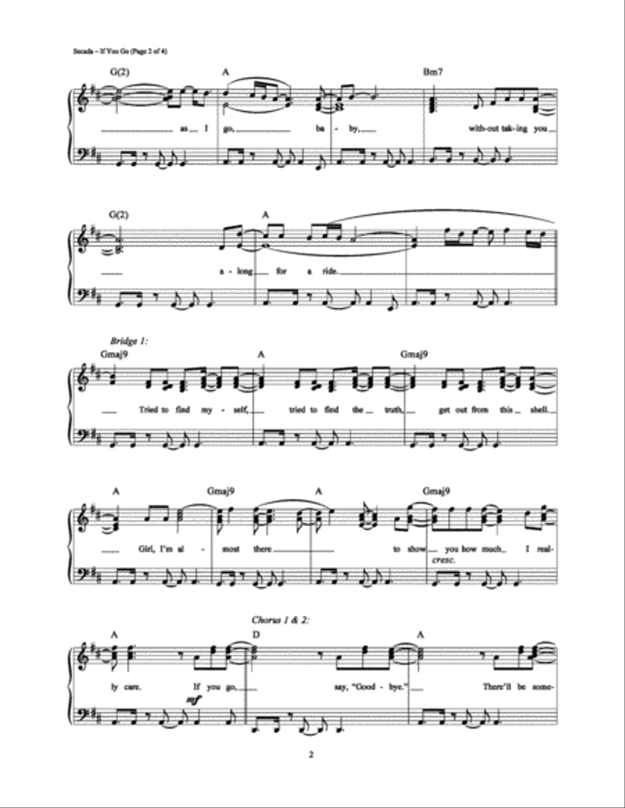 If You Go Piano, Vocal, Guitar scores gallery preview page 2