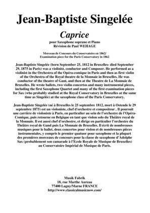 Jean-Baptiste Singelée - Caprice for Soprano saxophone and piano