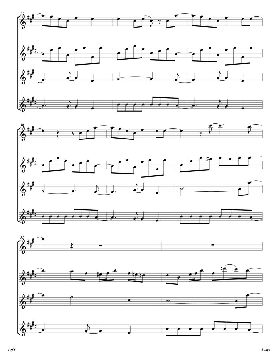 Badge by Cream Woodwind Quartet - Digital Sheet Music page 5