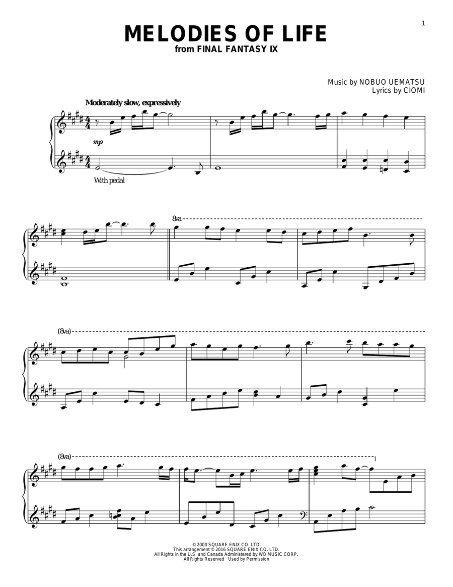 Melodies Of Life Piano Solo scores gallery preview page 1