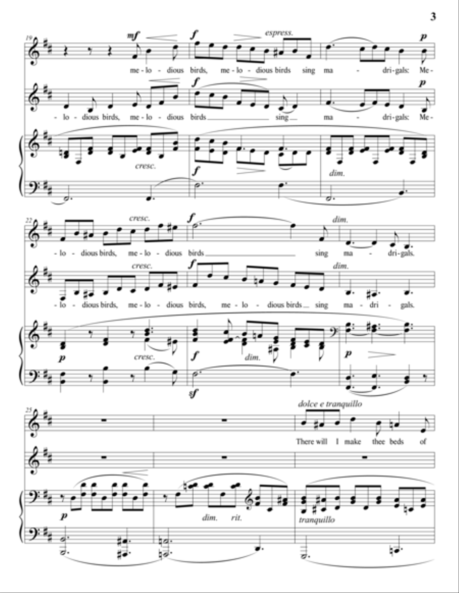 FOOTE: Come live with me, and be my love (transposed to D major) Piano scores gallery preview page 4