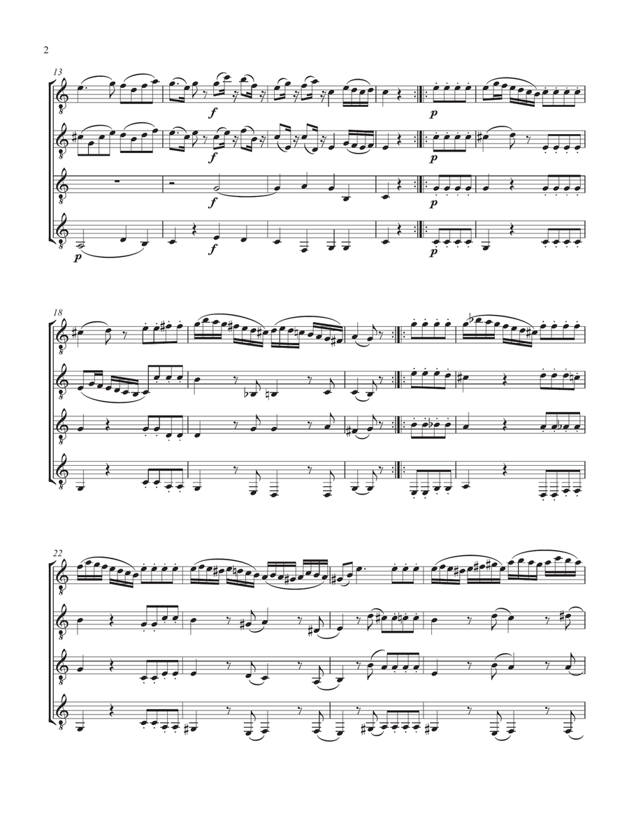 Eine kleine Nachtmusik, K. 525 - ii - Romanze (Guitar Quartet) - Score and Parts Guitar Ensemble scores gallery preview page 2