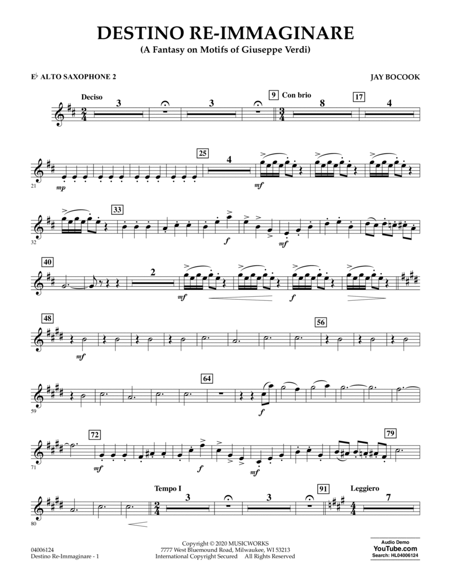 Destino Re-Immaginare (A Fantasy on Motifs of G. Verdi) - Eb Alto Saxophone 2