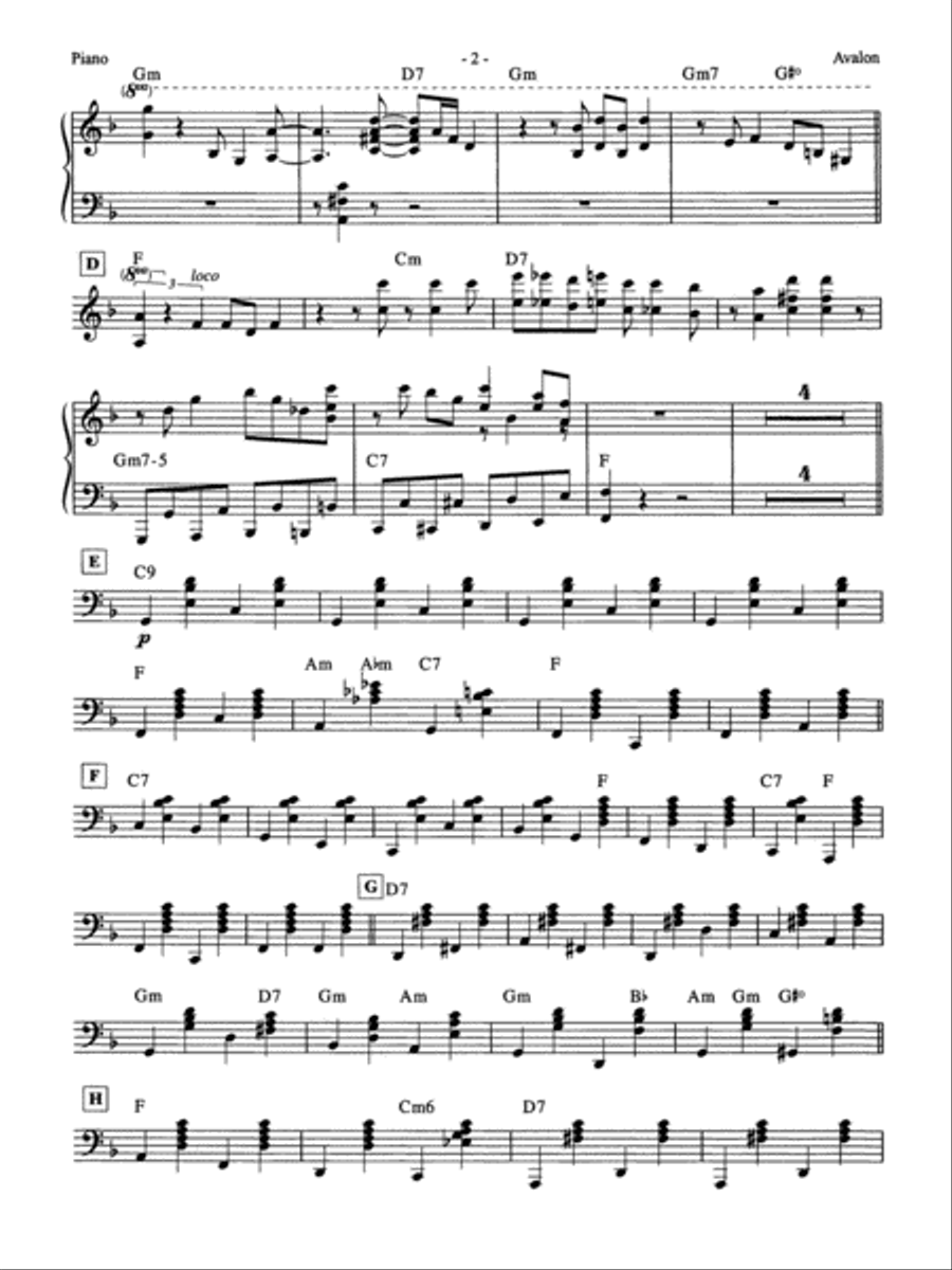 Avalon: Piano Accompaniment Jazz Ensemble scores gallery preview page 2