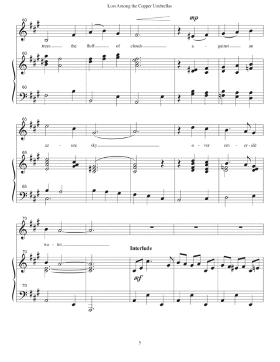 Lost Among the Copper Umbrellas (A Major) Medium Voice scores gallery preview page 5