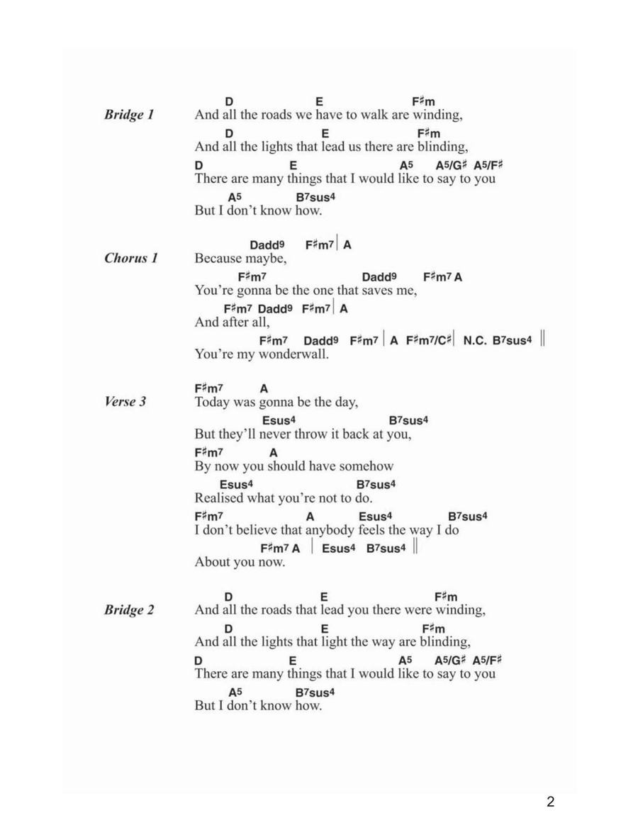 Wonderwall Piano scores gallery preview page 2
