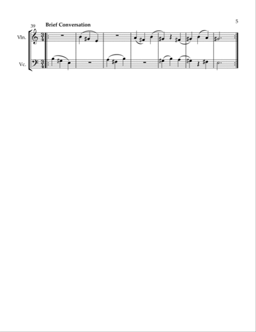 3 Duets In Steps Together Long and Short Brief Conversation String Duet scores gallery preview page 5