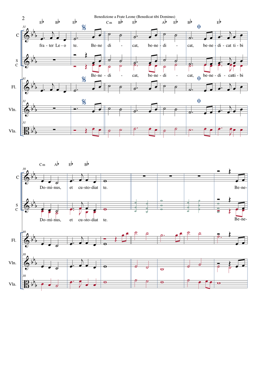Benedizione a Frate Leone (Benedicat tibi Dominus) 4-Part scores gallery preview page 2