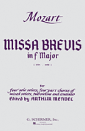 Book cover for Missa Brevis in F, K.192