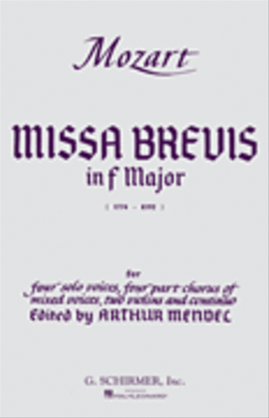 Missa Brevis in F, K.192 Missa Brevis in F, K.192 4-Part scores gallery preview page 1
