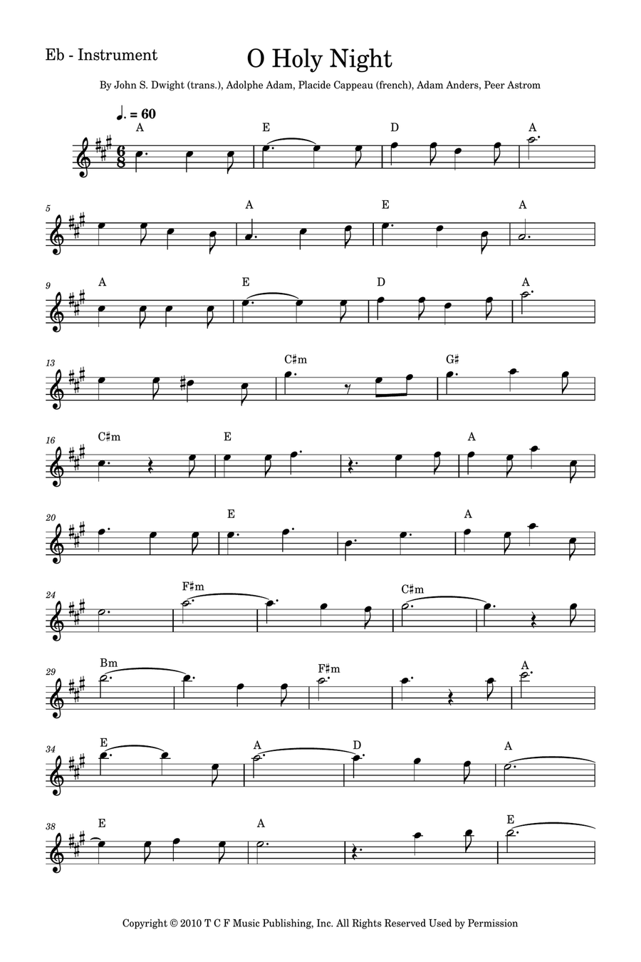 O Holy Night Alto Saxophone scores gallery preview page 1