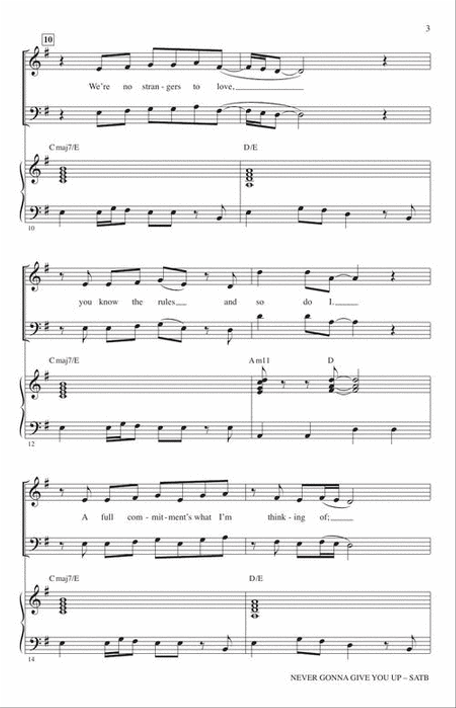 Never Gonna Give You Up 4-Part scores gallery preview page 4