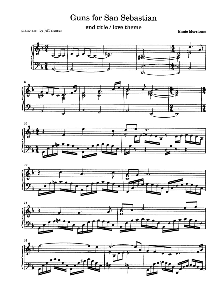 Guns For San Sebastian (cues) Piano Solo scores gallery preview page 1
