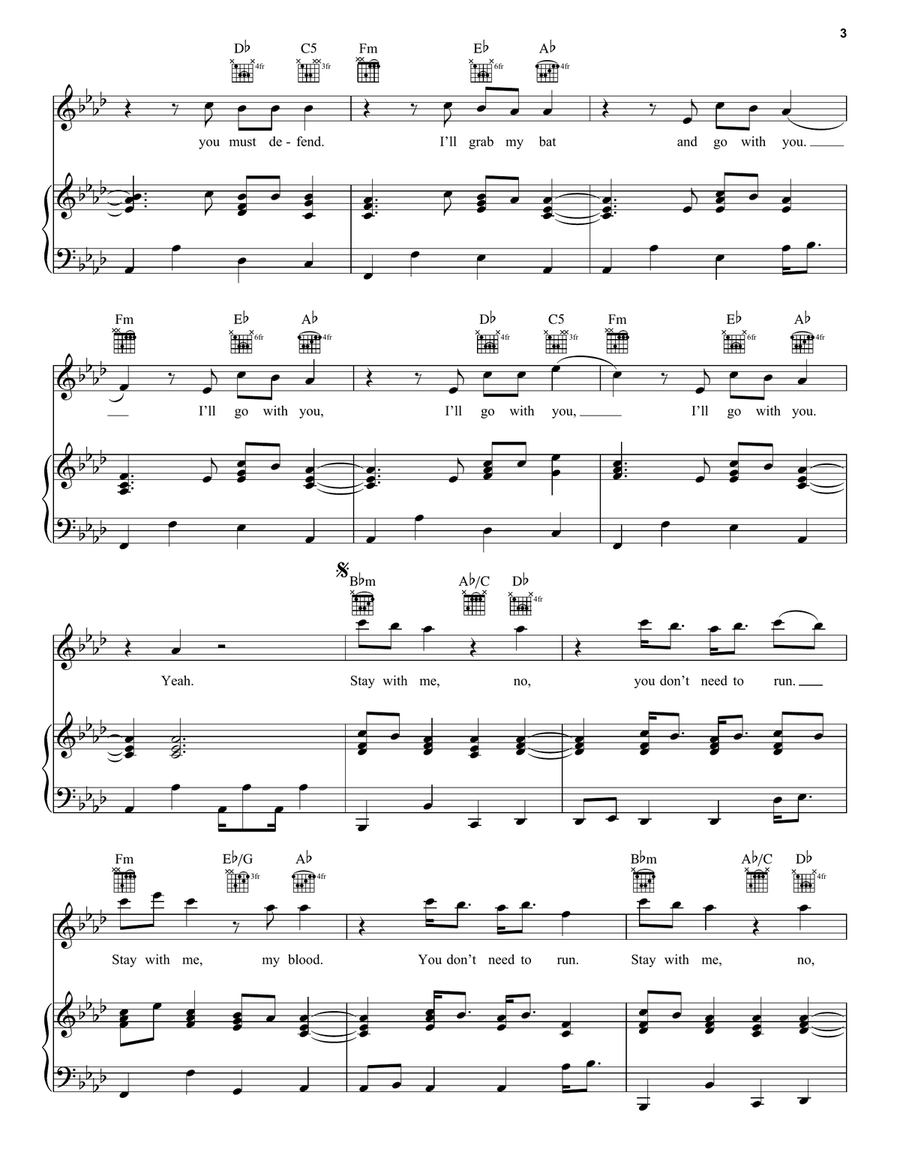 My Blood Piano, Vocal, Guitar scores gallery preview page 3