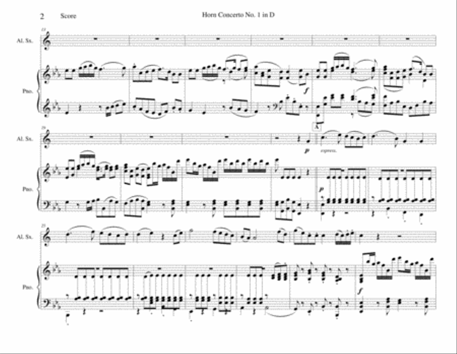 Horn Concerto No. 1 in D - K 412 Alto Saxophone scores gallery preview page 2