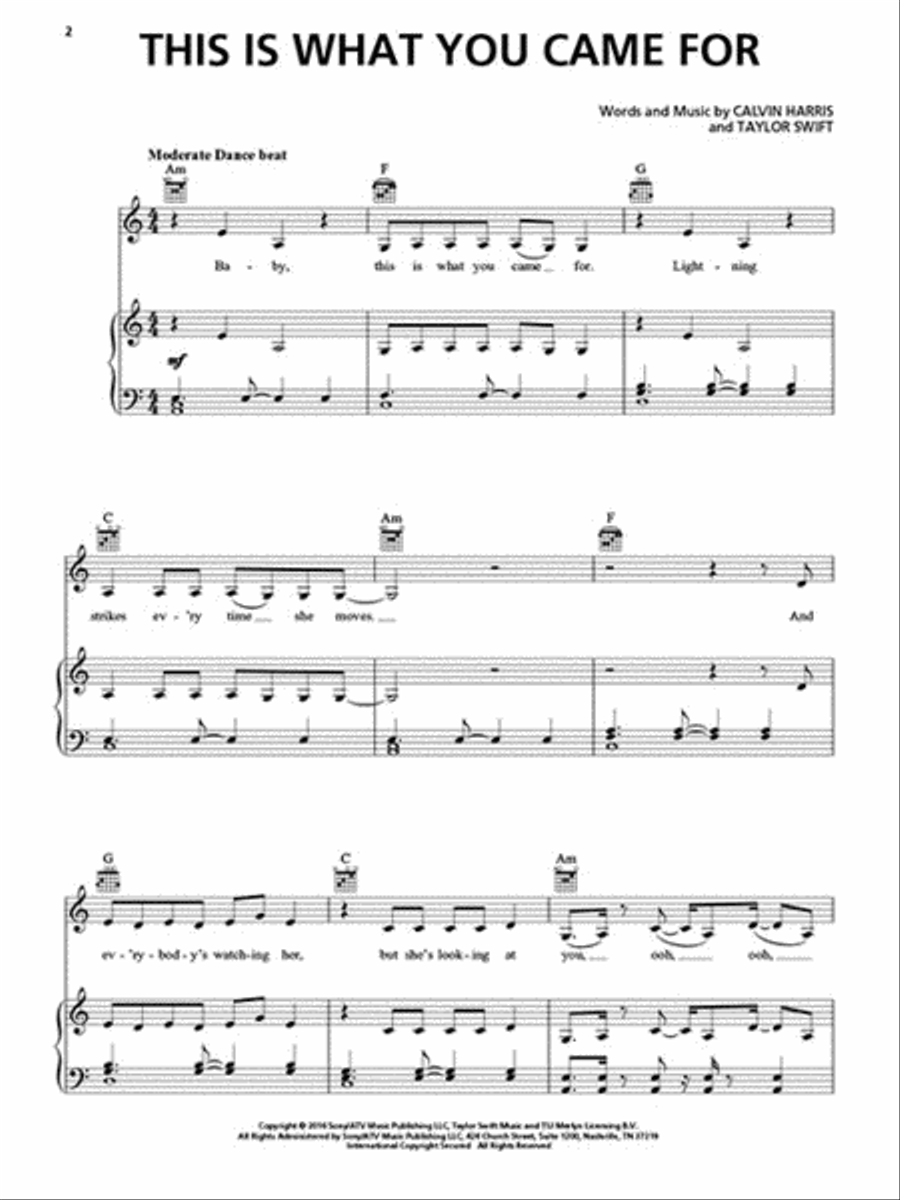 This Is What You Came For Piano, Vocal, Guitar scores gallery preview page 2
