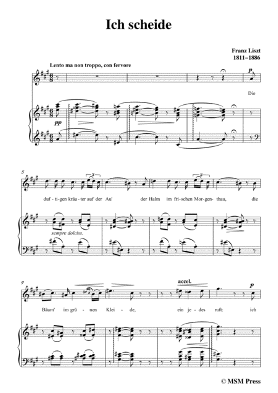 Liszt-Ich scheide in A Major,for Voice and Piano Voice Solo scores gallery preview page 3