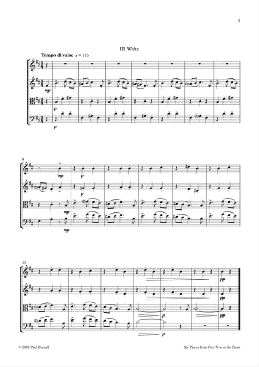 Six Pieces from First Term at the Piano, arranged for instruments in four parts 4-Part scores gallery preview page 5