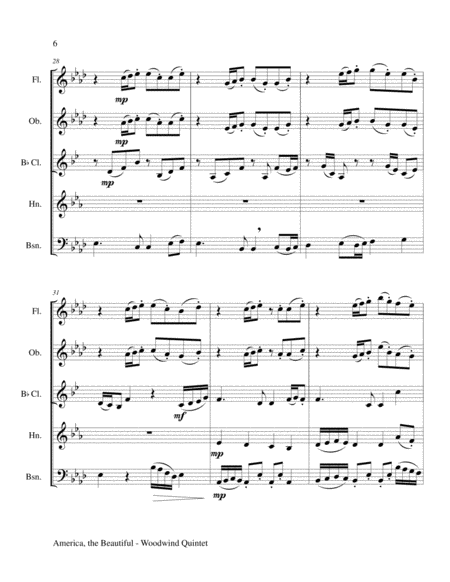 AMERICA, THE BEAUTIFUL (Woodwind Quintet/Score and Parts) image number null