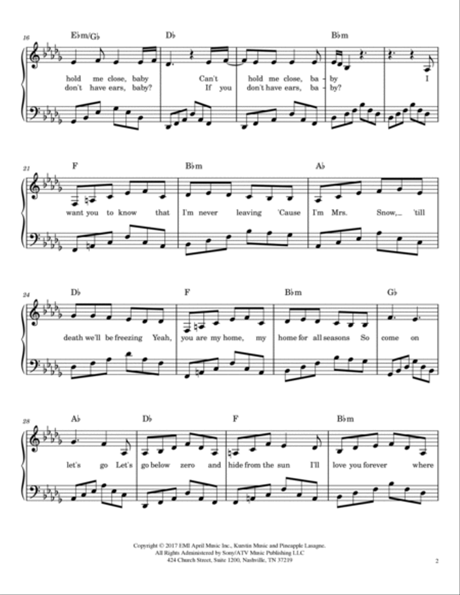 Snowman Piano, Vocal, Guitar scores gallery preview page 2