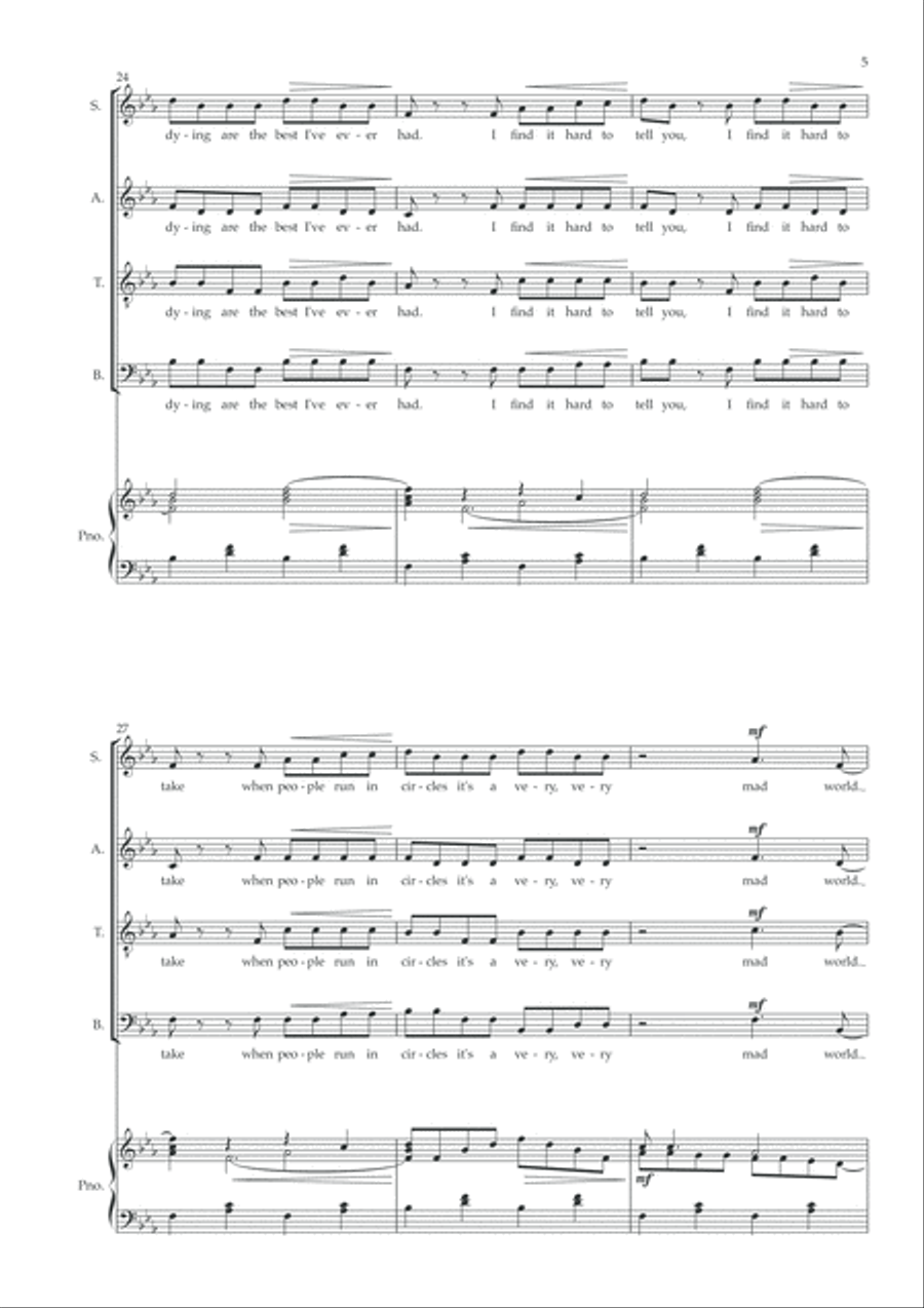 Mad World 4-Part scores gallery preview page 5