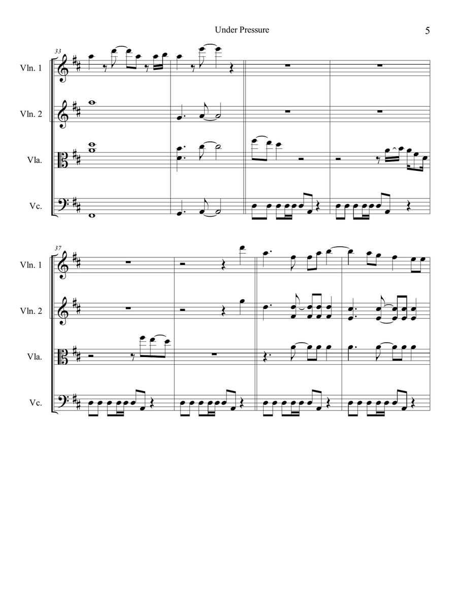 Under Pressure String Quartet scores gallery preview page 5