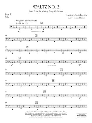 Book cover for Waltz No. 2 (from Suite for Variety Stage Orchestra) (arr. Brown) - Pt.5 - Tuba