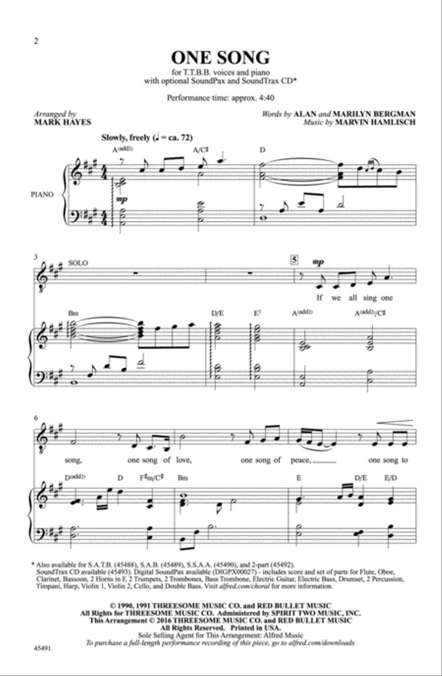 One Song Choir scores gallery preview page 1