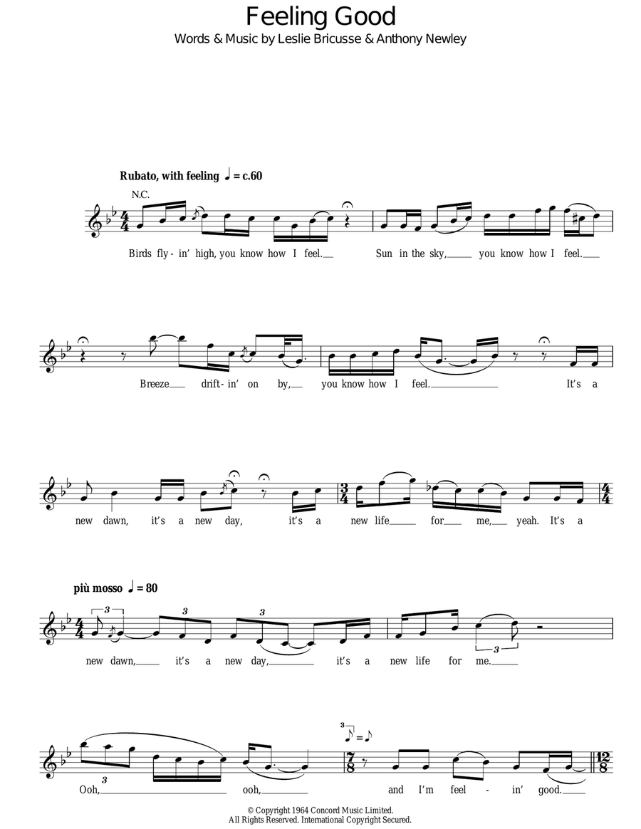 Feeling Good Guitar scores gallery preview page 1