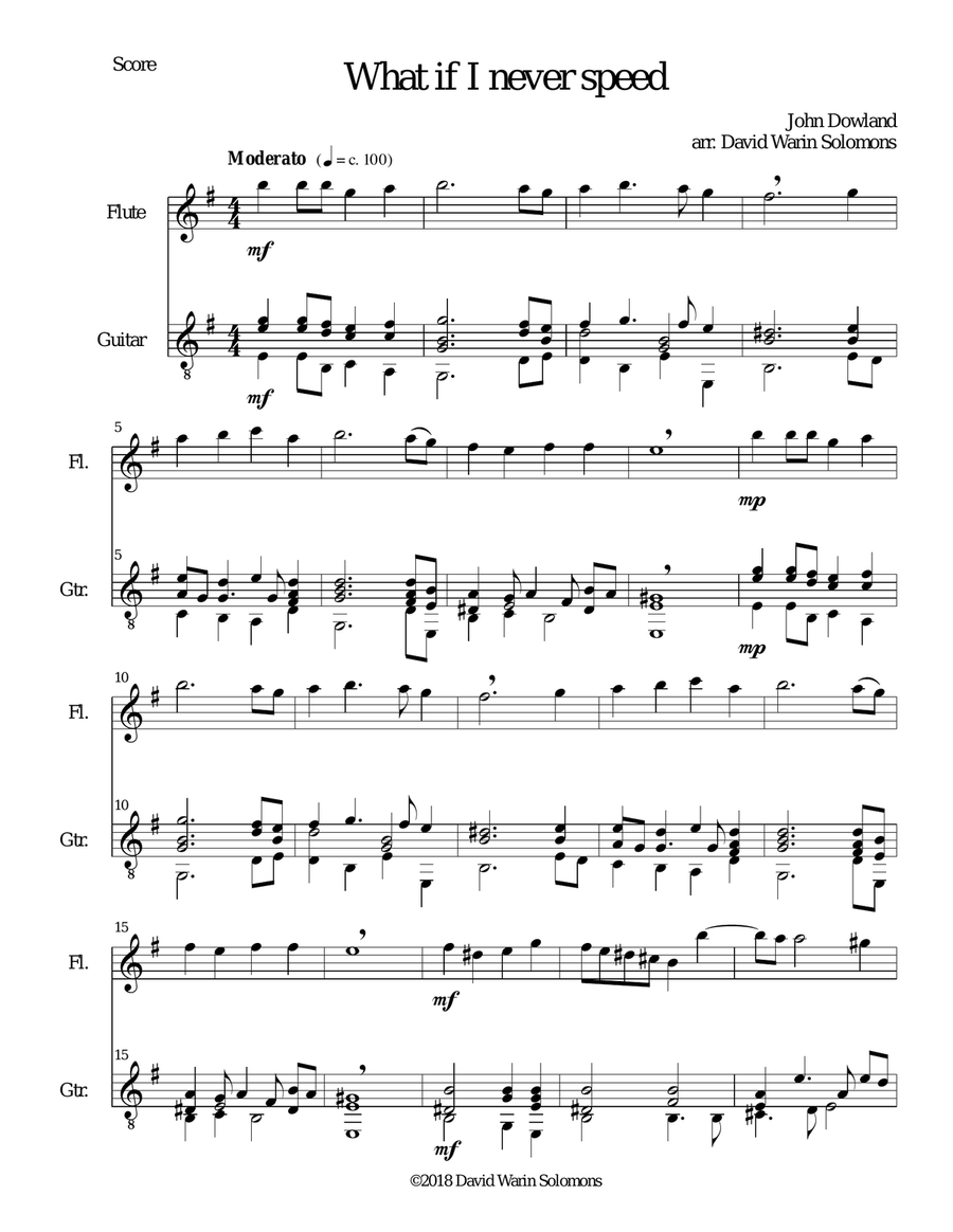 What if I never speed for flute and guitar Flute scores gallery preview page 1