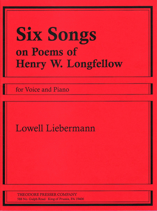 Book cover for Six Songs On Poems Of Henry W. Longfellow