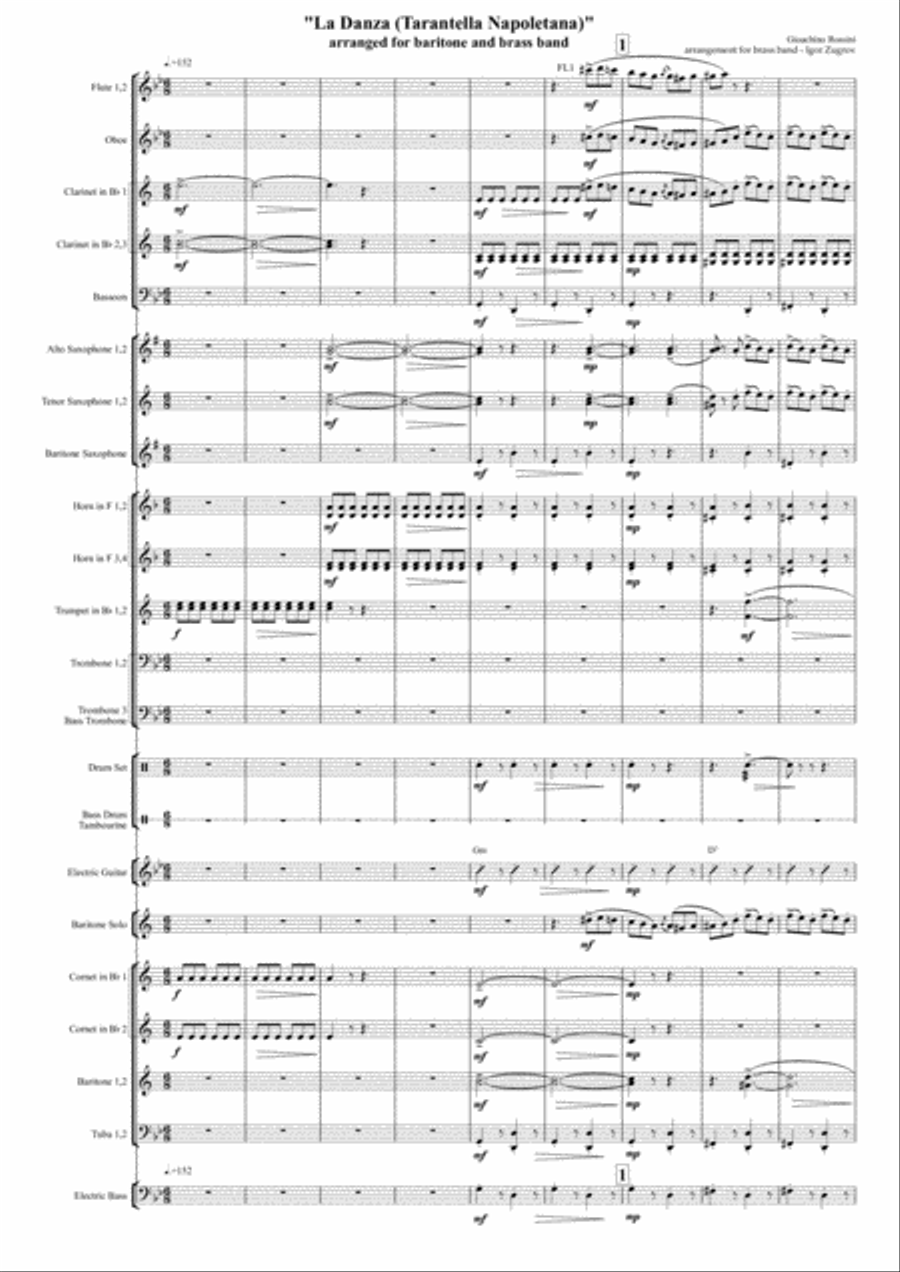 La Danza (Tarantella Napoletana) - for baritone in B and Concert Band Concert Band scores gallery preview page 2