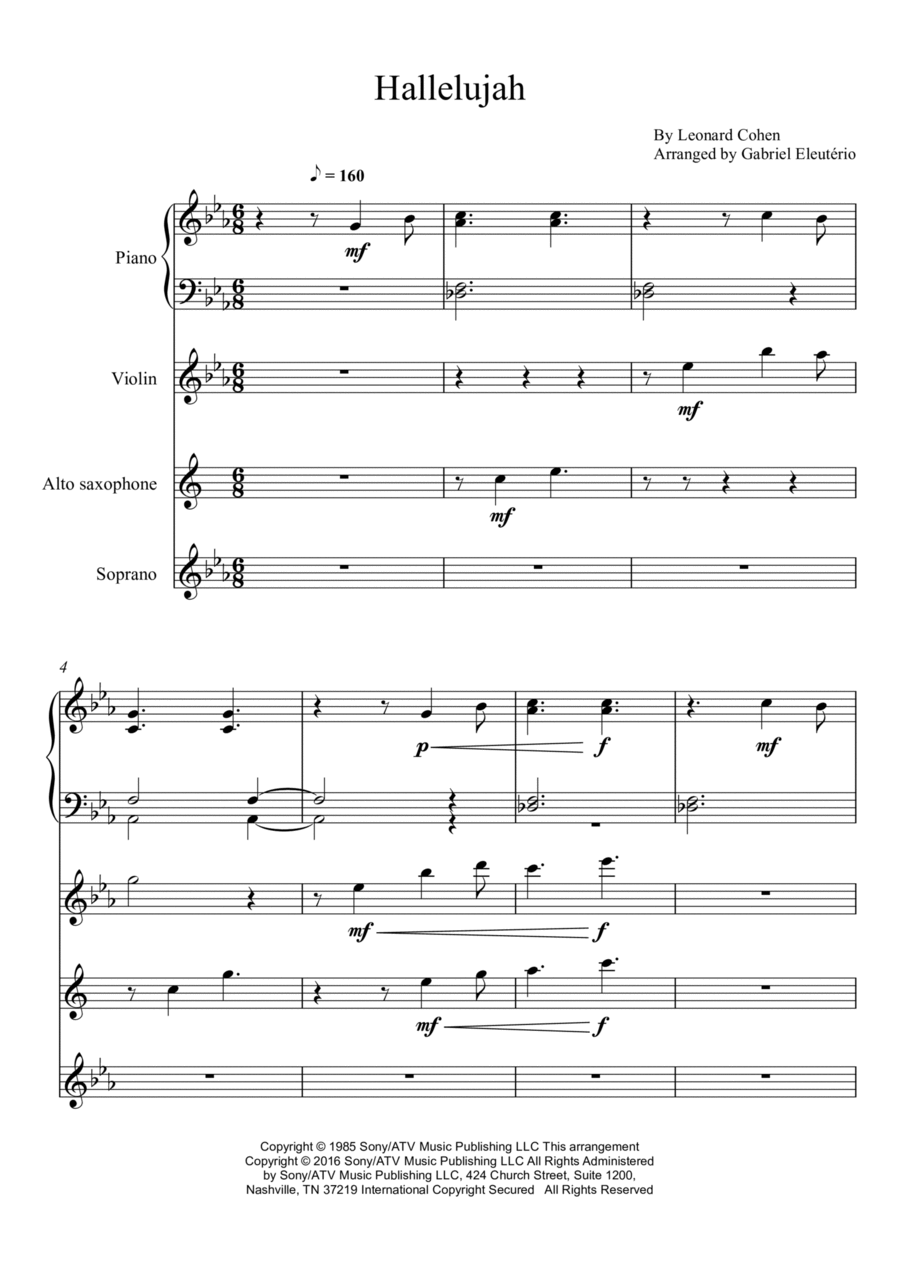 Hallelujah Small Ensemble scores gallery preview page 1