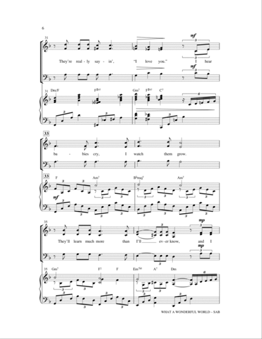 What A Wonderful World 3-Part scores gallery preview page 6
