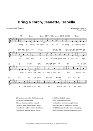 Bring a Torch, Jeanette, Isabella (Key of F-Sharp Major)