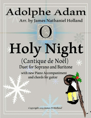 Book cover for O Holy Night (Cantique de Noel) Adolphe Adam Duet for Baritone and Soprano (Tenor)